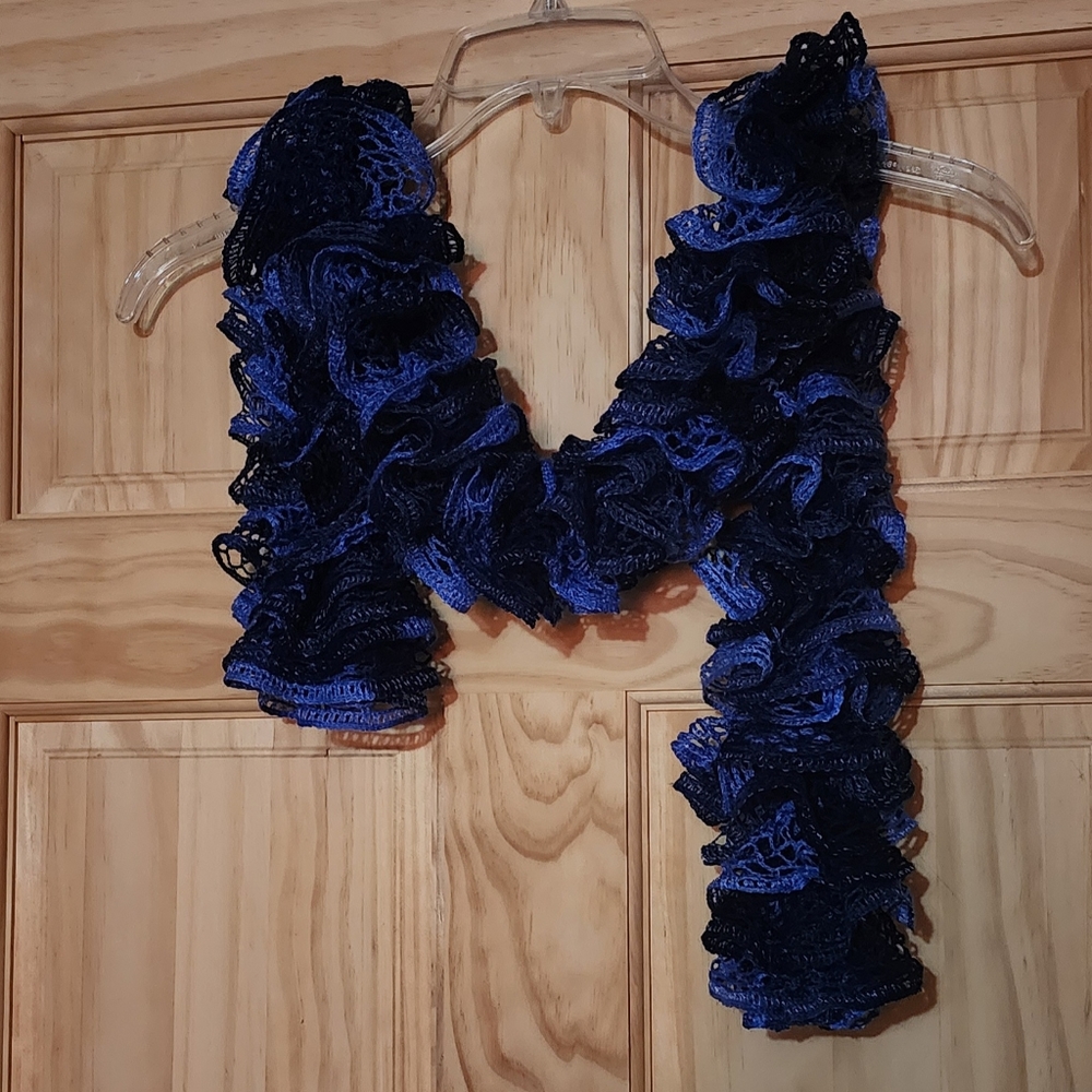 Handmade Ruffle Scarf ~ Shades of Blue